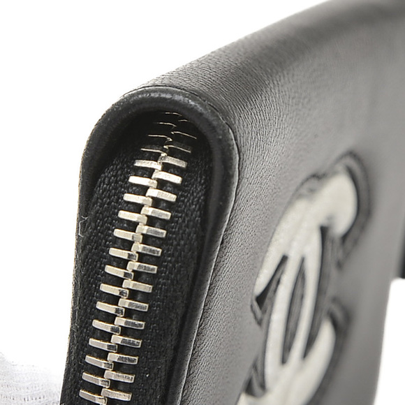 Chanel Cocomark Round Silver Black Wallet Zipper - Picture 7 of 8